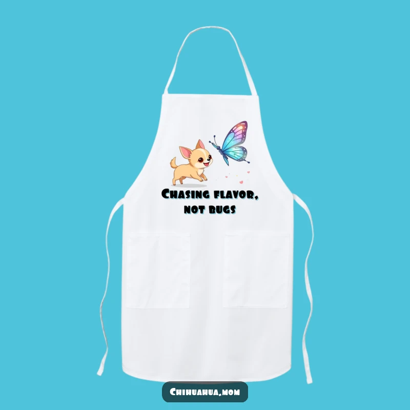 Funny Chihuahua Butterfly Chase Apron: Cook with Joyful Enthusiasm!