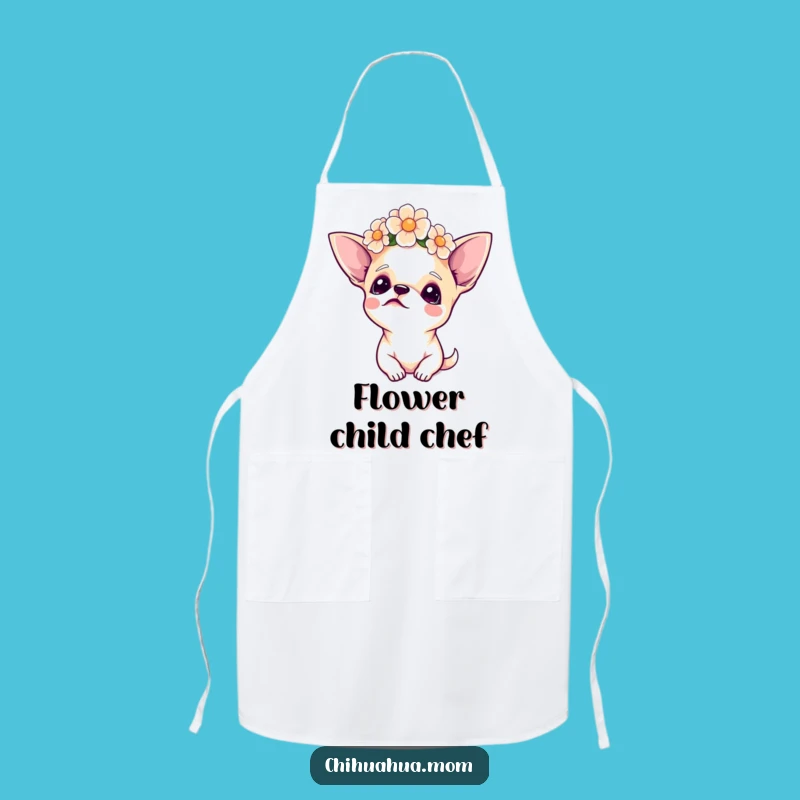 Funny Chihuahua Flower Crown Apron: Cook With Boho Charm!