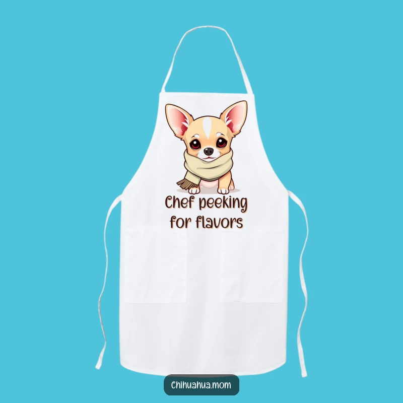 Funny Chihuahua Kitchen Apron: Playful Pup's Silly Scarf Style, Great Funny Gift!