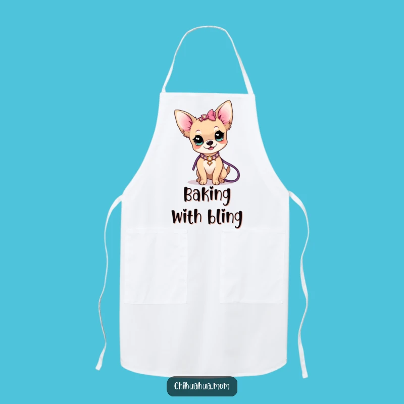 Funny Kawaii Chihuahua Lady Apron: Sparkle Kitchen Fun - Great Funny Gift!
