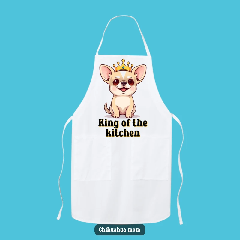 Funny Regal Chihuahua Apron: Chef King Dog, Barking Orders, Kitchen Funny Gift