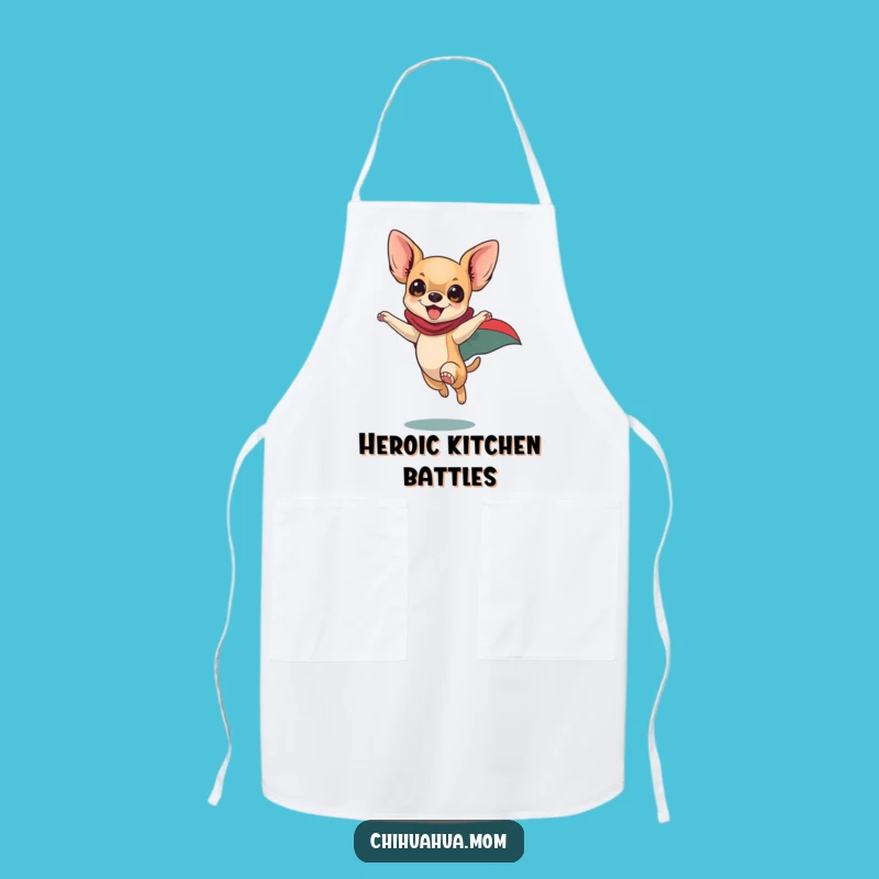 Funny Superhero Chihuahua Apron: Kitchen Hero Dog, Energetic Chef, Unique Funny Gift