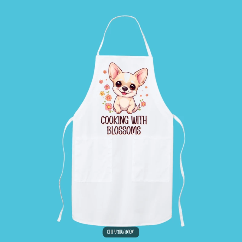 Funny Sweet Chihuahua Apron: Floral Kitchen Charm - Perfect Funny Gift!