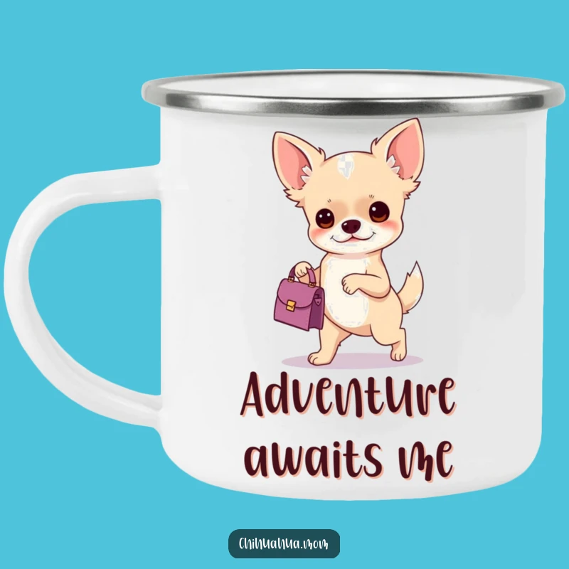 Trek Ready Funny Chihuahua Handbag Camping Mug: Outdoor Humor Gift