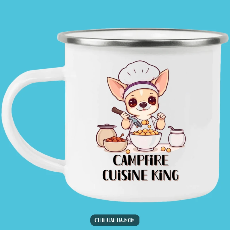 Funny Chihuahua Chef Camping Mug: Culinary Adventures