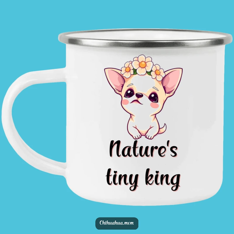 Funny Chihuahua Flower Crown Camping Mug: Boho Adventures Await!