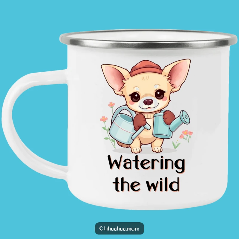 Funny Chihuahua Gardener Camping Mug: Sip with Nature, Outdoor Gift!