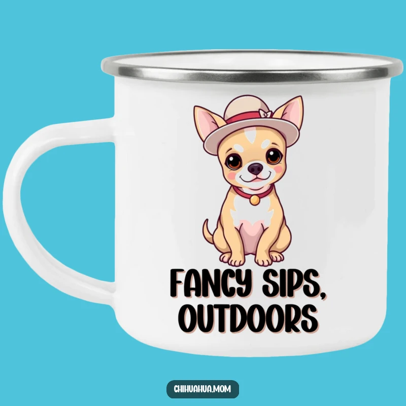 Funny Chihuahua Hat Camping Mug: Hilarious Companion for Posh Adventures