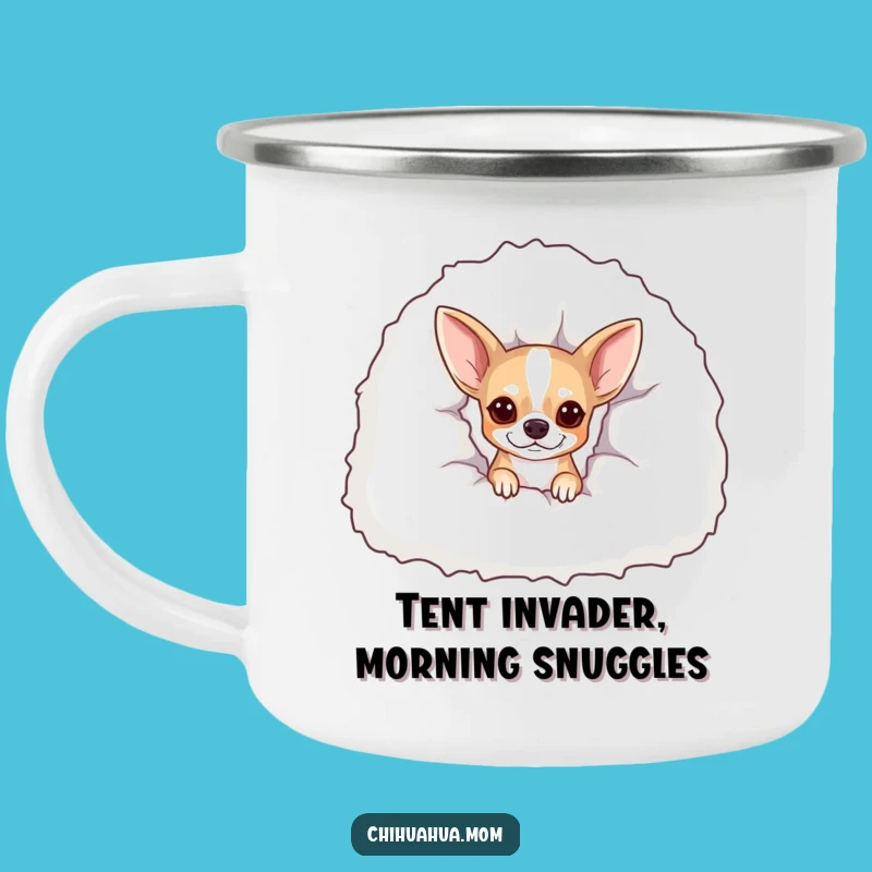 Funny Peekaboo Chihuahua Camping Mug: Cozy Camp Companion!