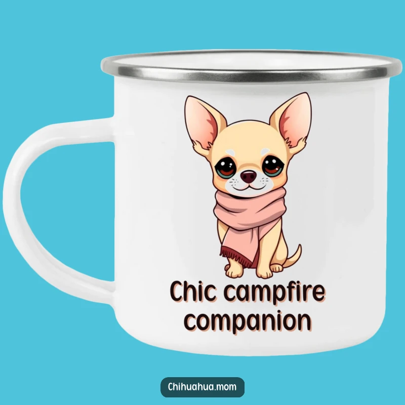 Funny Sophisticated Chihuahua Camping Mug: Camp Chic Accessory, Great Funny Gift for Elegant Campers