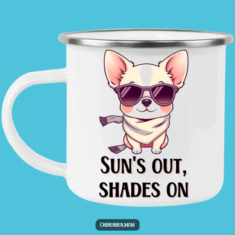 Funny Tiny Chihuahua Sunglasses Camping Mug: Chic Adventures