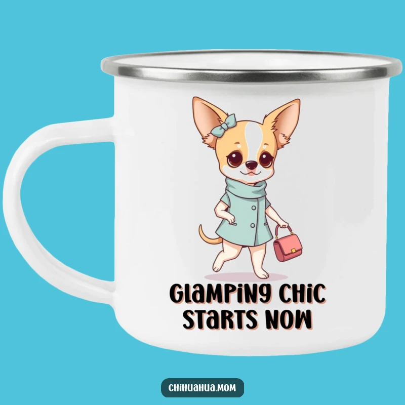 Funny Fashionable Chihuahua Woman Camping Mug - Chic Adventures Gift!