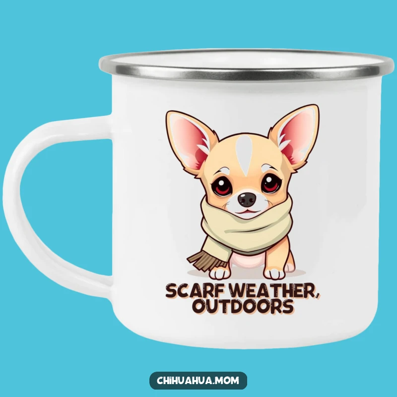 Funny Chihuahua Camp Mug: Silly Scarf Pup's Peek-a-Boo Funny GIft for Outdoors!