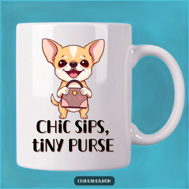 Funny Chihuahua Handbag Mug: Fashionable Pup Style, Perfect Funny Gift for Chic Dog Lovers