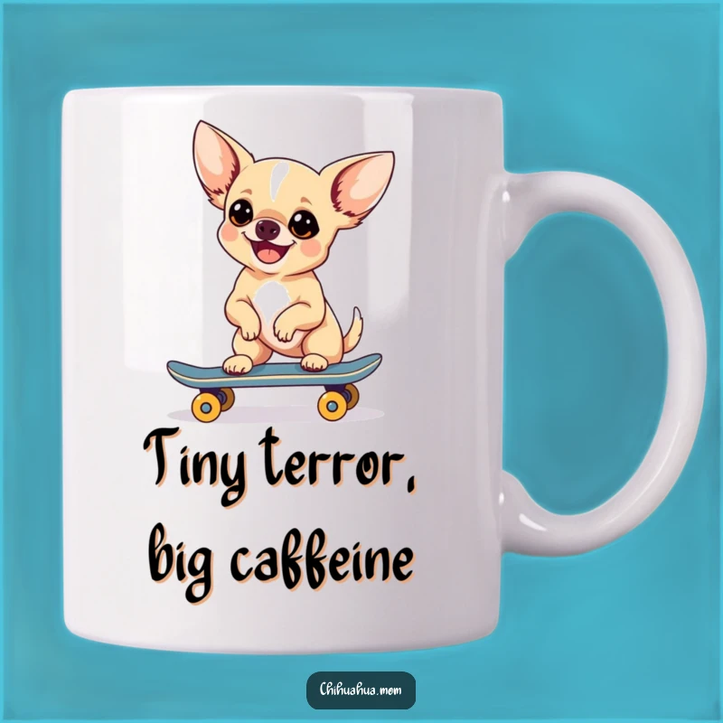 Funny Chihuahua Skateboarder Mug: A Hilarious Gift for Pet Lovers & Tricksters