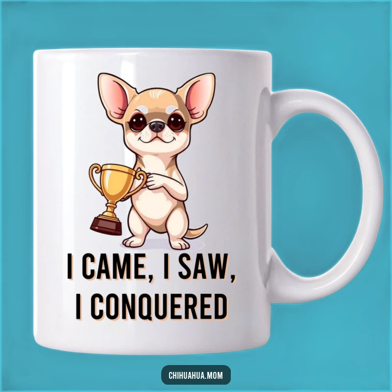Funny Chihuahua Trophy Mug: A Victorious Pup's Funny Gift for Dog Lovers!
