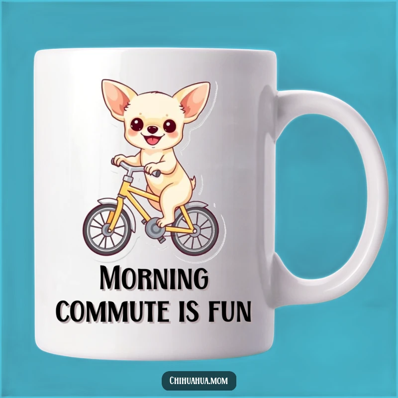 Funny Chihuahua Bicycle Mug: Joyful Ride & Humorous Gift for Dog Lovers