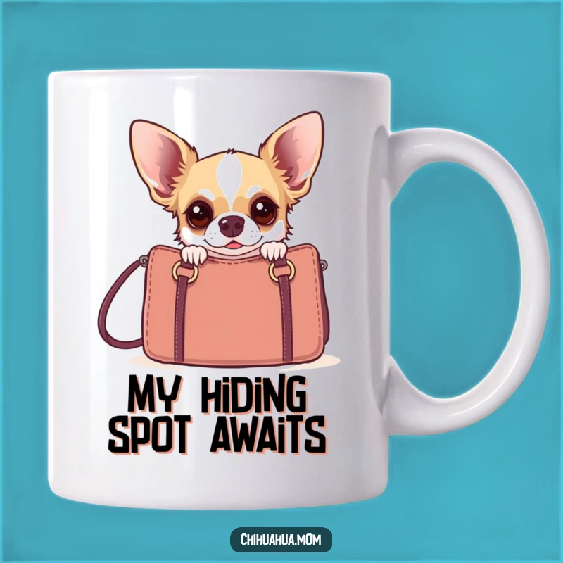 Funny Startled Chihuahua Mug: Hilarious Dog Peek Gift for Handbag Lovers