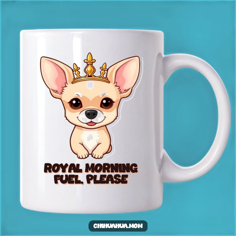 Funny Chihuahua Mug: Regal Pup in Crown - Royal Funny Gift