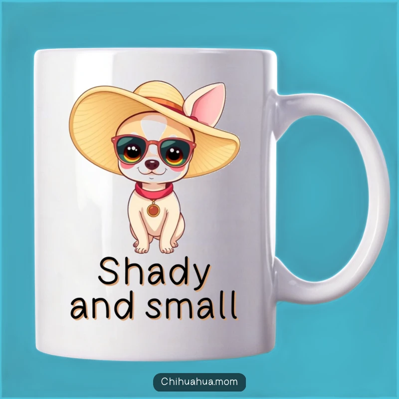 Funny Chihuahua Woman Mug: Large Sun Hat Style, Hilarious Gift for Tiny Dog Lovers