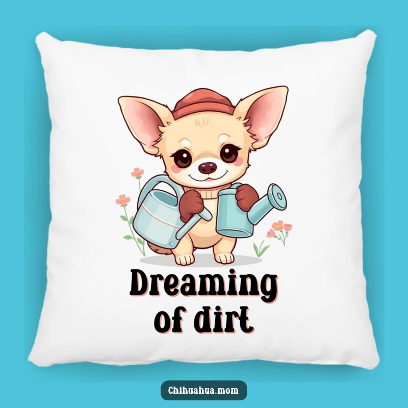 Funny Chihuahua Gardener Pillow: Cozy Up with a Plant Pal, Cute Gift!
