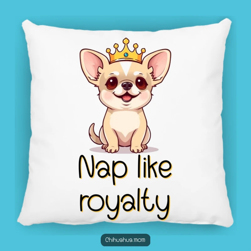 Funny Regal Chihuahua Pillow: Cozy King Dog Decor, Barking Commands, Comfy Funny Gift