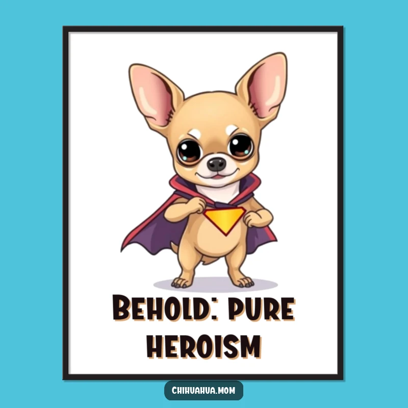 Funny Chihuahua Superhero Digital Art: Heroic Pup's Funny Wall Decor