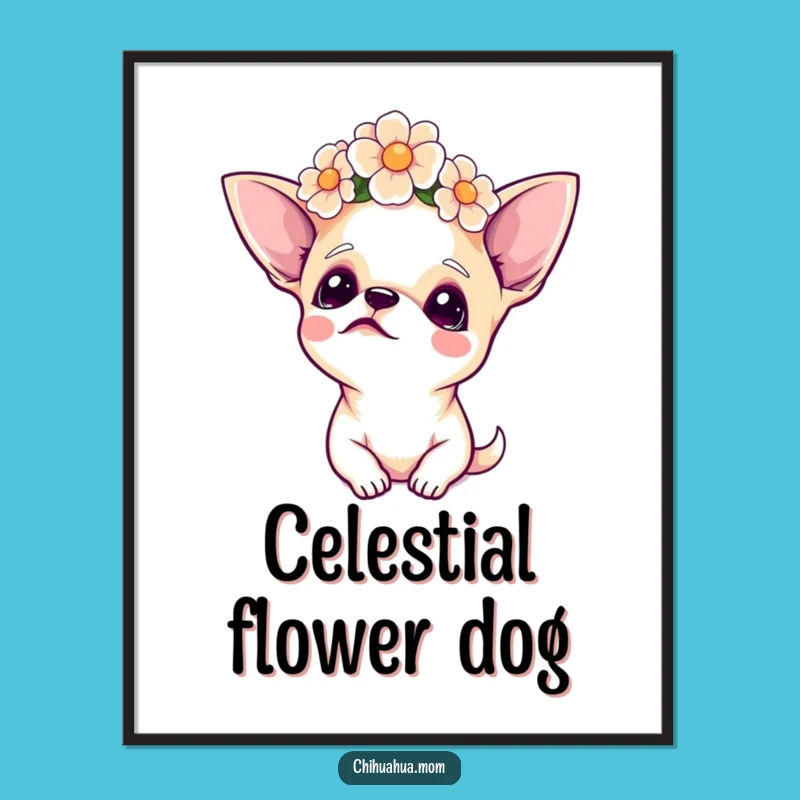 Funny Chihuahua Flower Crown Digital Print: Instant Boho Charm!