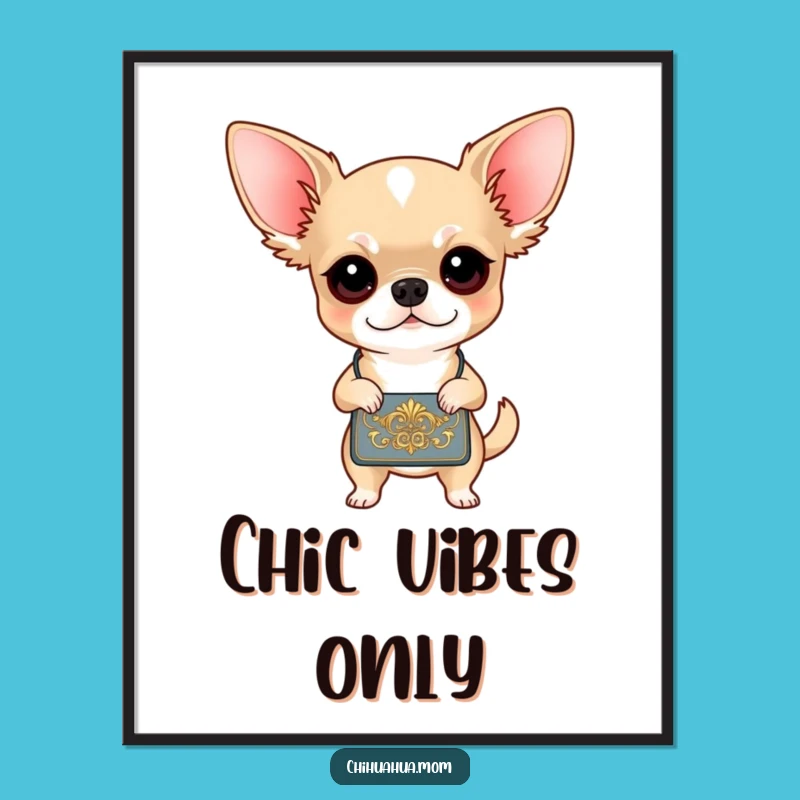 Funny Chihuahua Art Print: Determined Diva Pup - Chic Digital Download Funny Gift!