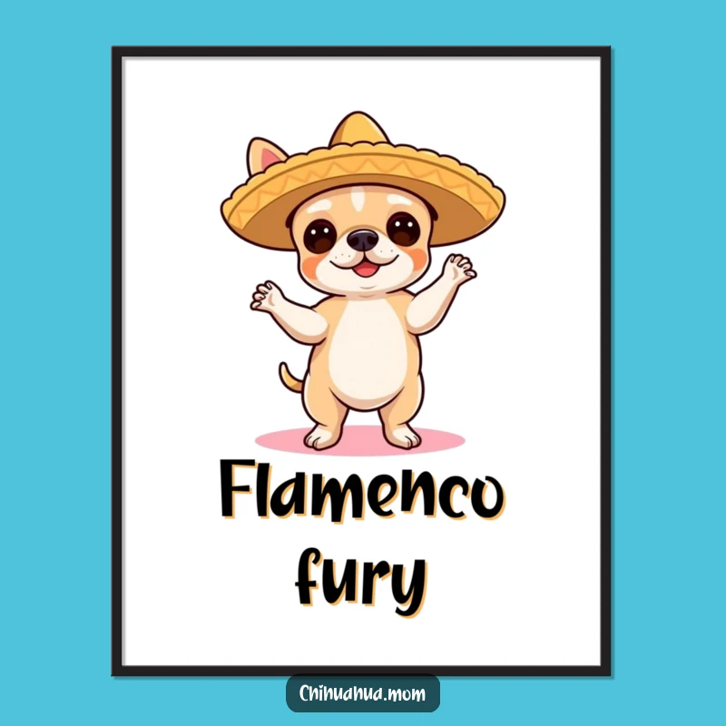 Funny Chihuahua Flamenco Digital Art - Fiesta Decor Gift