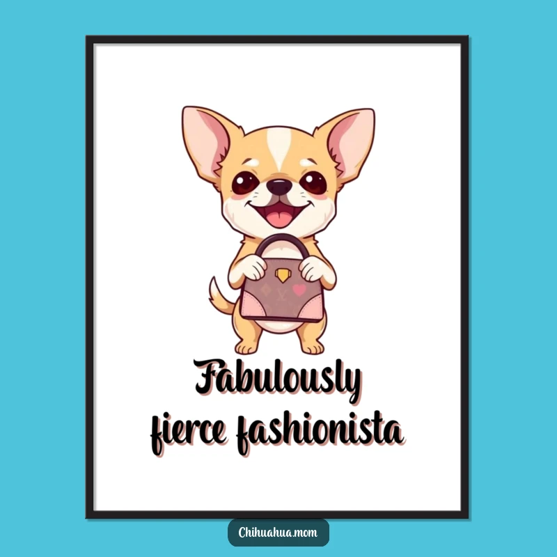 Funny Chihuahua Handbag Digital Art: Posh Pup Decor, Delightful Funny Gift for Art Lovers