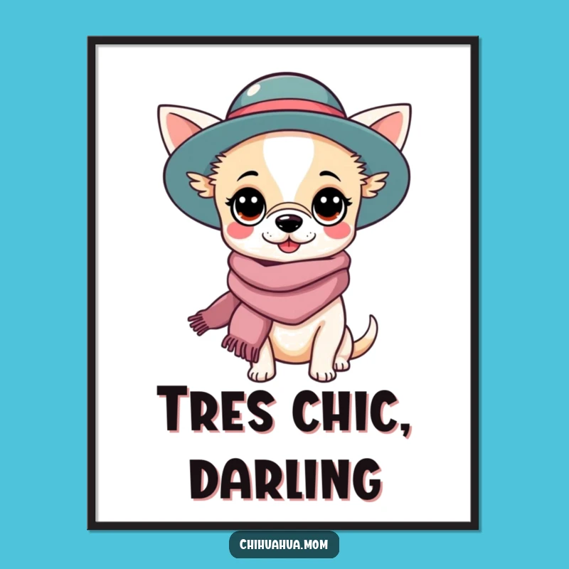 Funny Chihuahua Lady Digital Print: Kawaii Fashion Art, Instant Gift