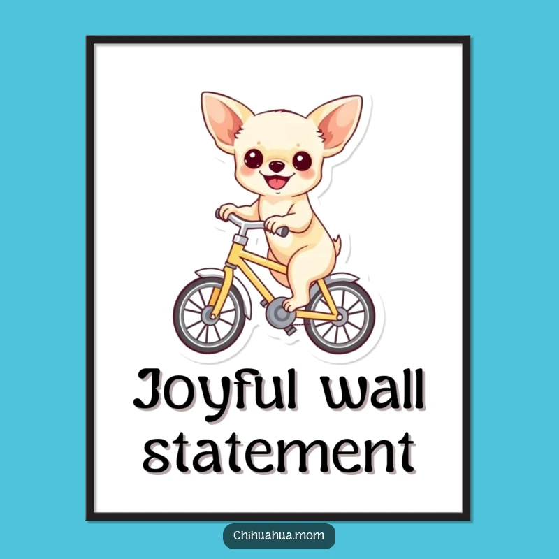 Funny Chihuahua Bicycle Digital Art: Instant Joyful Decor Gift