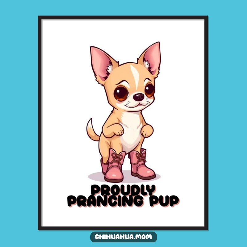 Funny Chihuahua Boots Digital Art Print: Instant Canine Chic for Your Walls