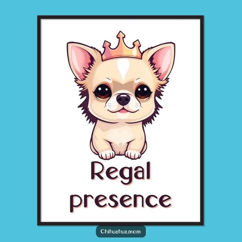 Funny Chihuahua Crown Digital Art: Royal Pooch, Instant Download Gift