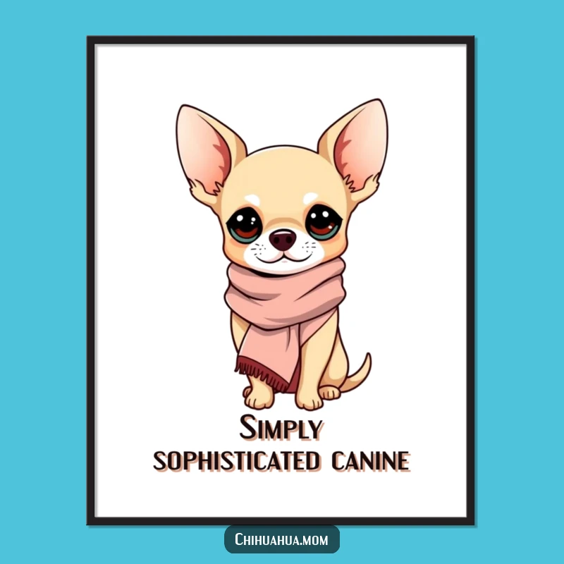 Funny Sophisticated Chihuahua Digital Art: Elegant Pup Decor, Delightful Funny Gift for Art Lovers