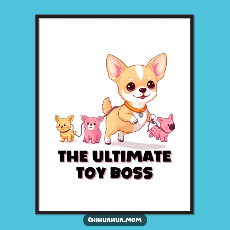 Funny Chihuahua Toy Walker Digital Print: Whimsical Pup Plush Art Gift