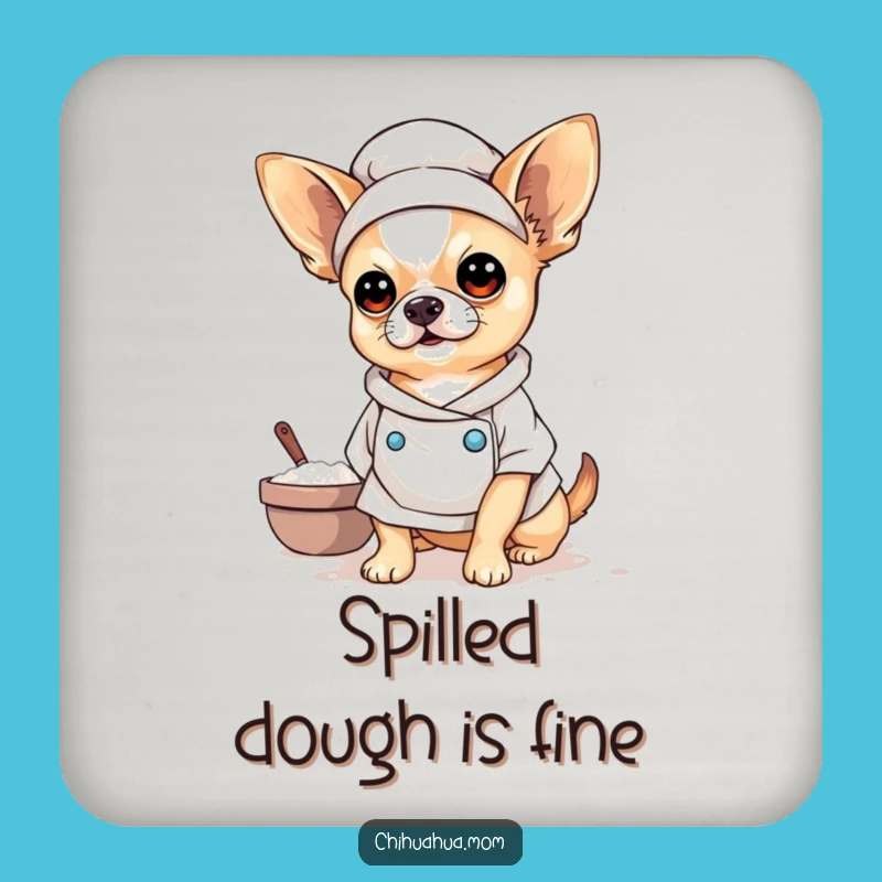 Funny Baker Chihuahua Coaster: Protect Surfaces with a Floury Friend