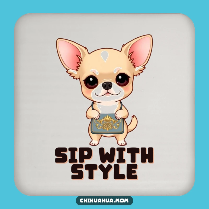 Funny Chihuahua Coaster Set: Determined Diva's Chic Protection - Great Funny Gift!