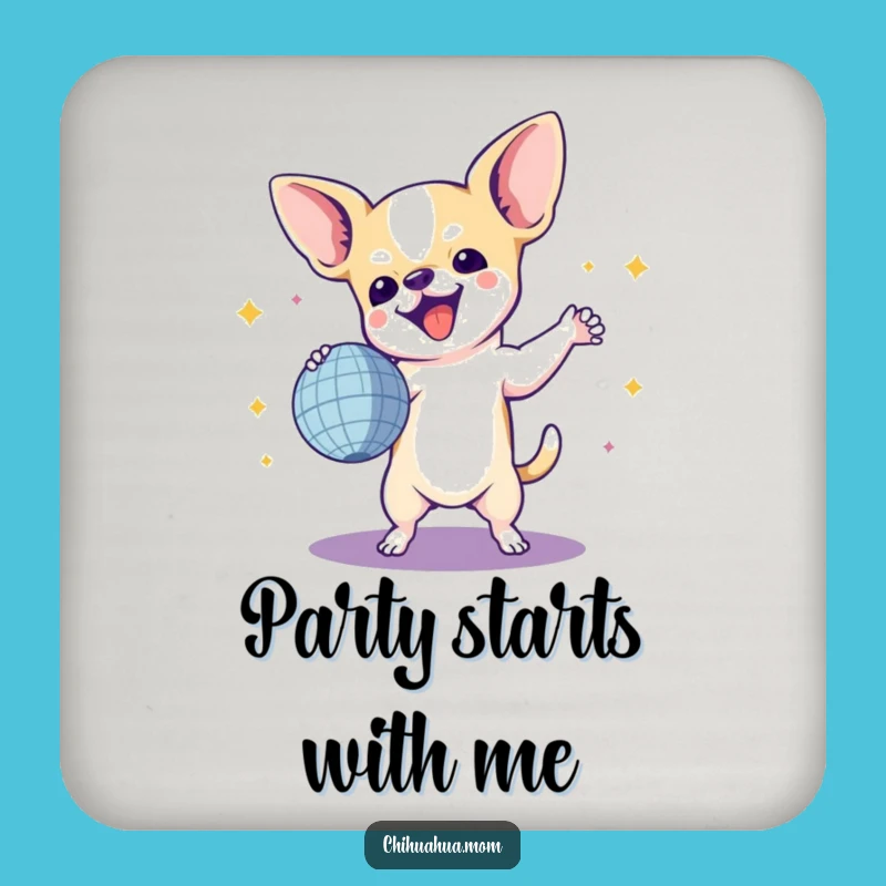 Funny Chihuahua Disco Party Coasters - Hilarious Dog Drink Protector Set