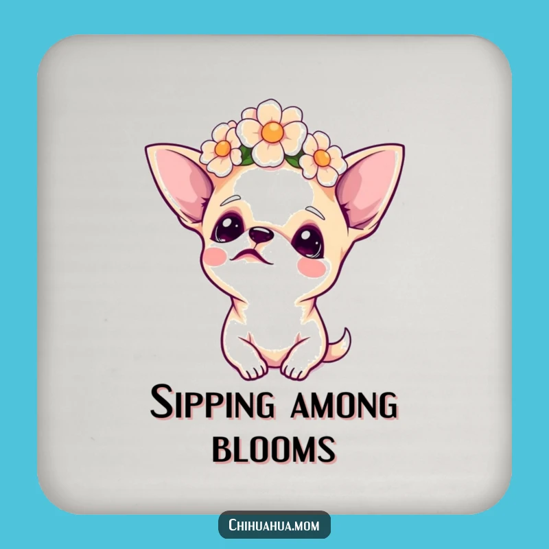 Funny Chihuahua Flower Crown Coasters: Boho Protection For Surfaces!