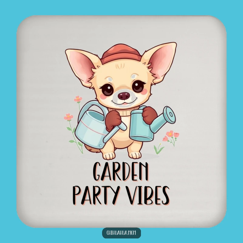 Funny Chihuahua Gardener Drink Coaster: Protect Surfaces from Spills!