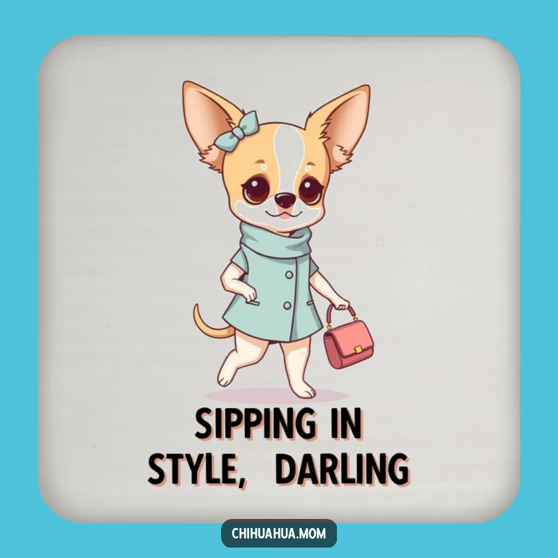 Funny Fashionable Chihuahua Woman Coaster - Chic Protection!