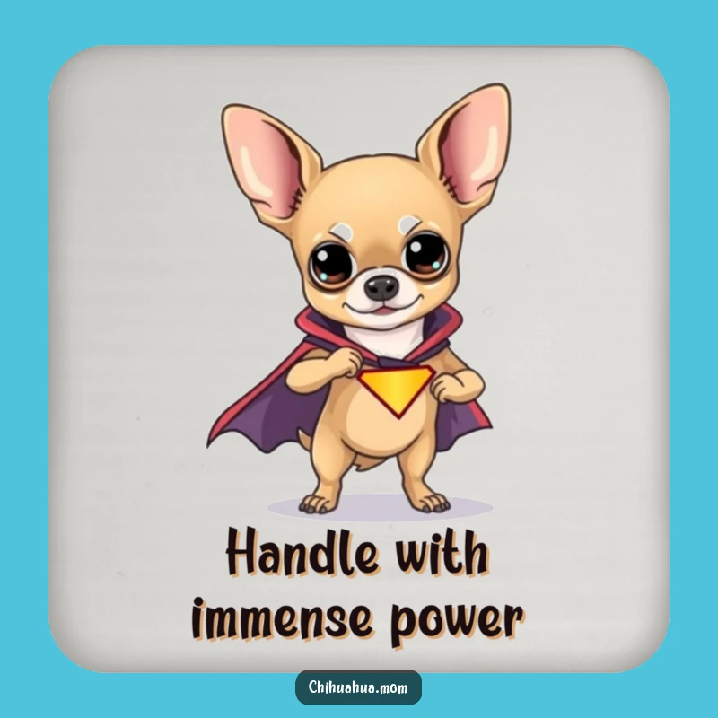 Funny Chihuahua Superhero Coaster: Protect Surfaces with a Fun Hero