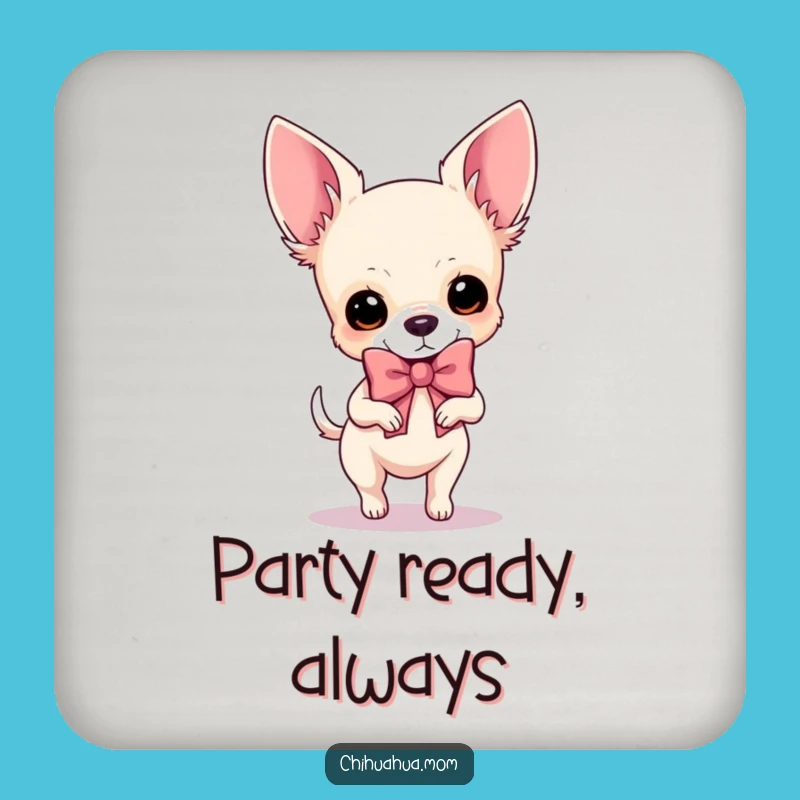 Funny Chihuahua Bow Coaster Set: Fabulous Dog Protection, Perfect Chic Funny Gift!