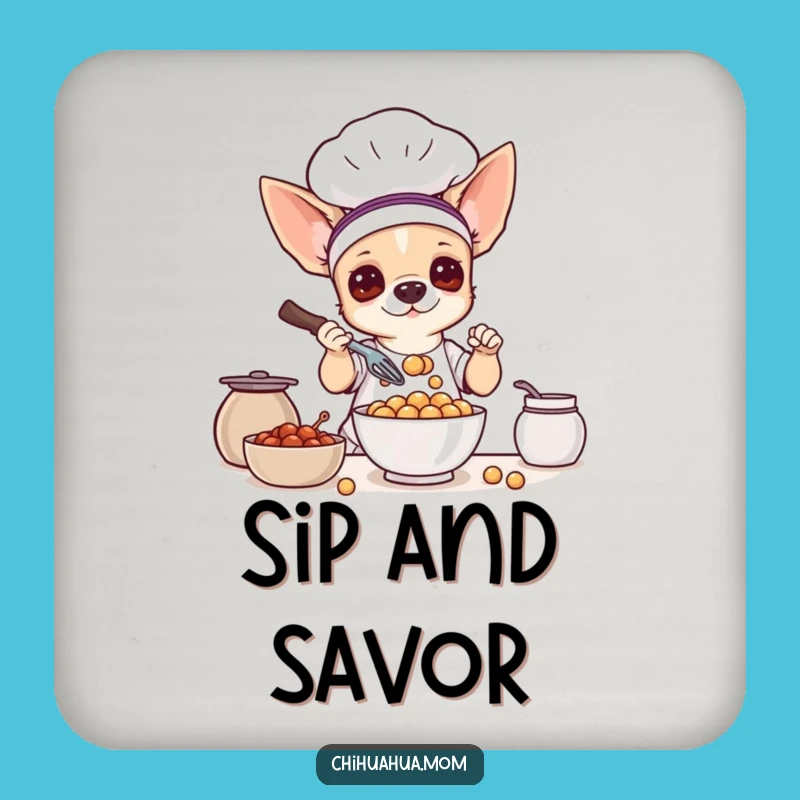 Funny Chihuahua Chef Coasters: Protect Surfaces with Culinary Charm