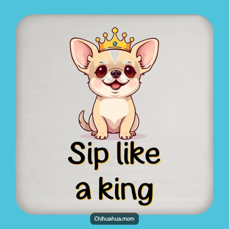 Funny Regal Chihuahua Coaster: Protect Your Throne, Tiny King Dog, Subtle Funny Gift
