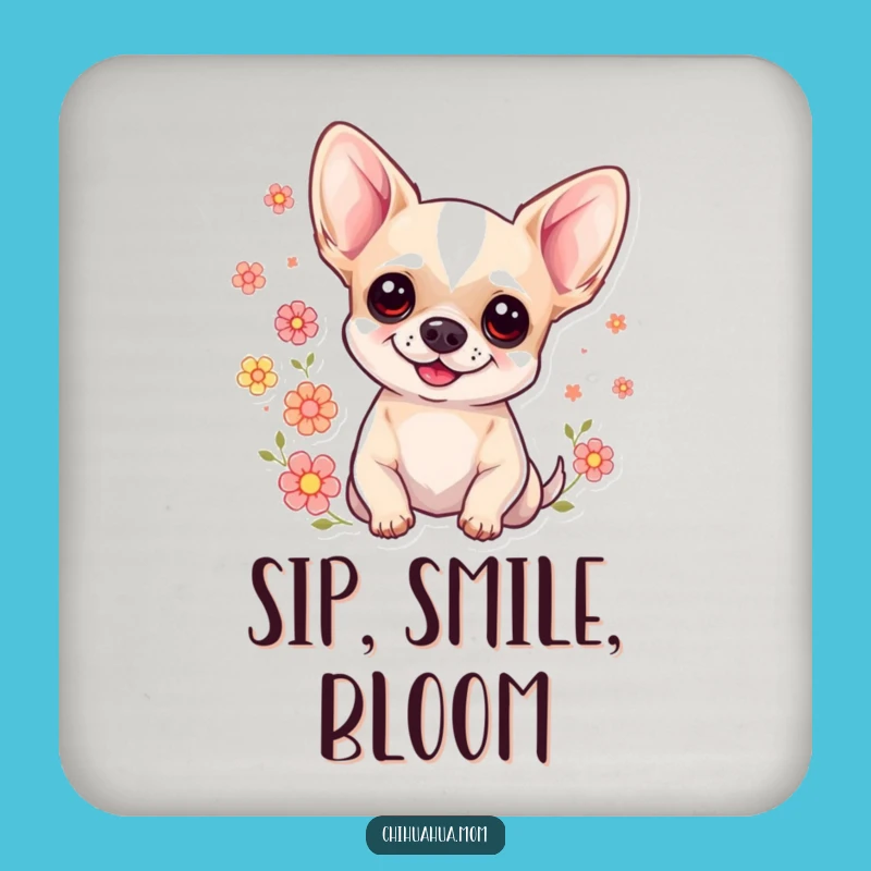 Funny Floral Chihuahua Coasters: Sweet Smile Protection - Great Funny Gift!