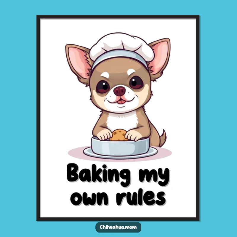 Funny Chef Chihuahua Poster: Cute Kitchen Wall Art Gift!