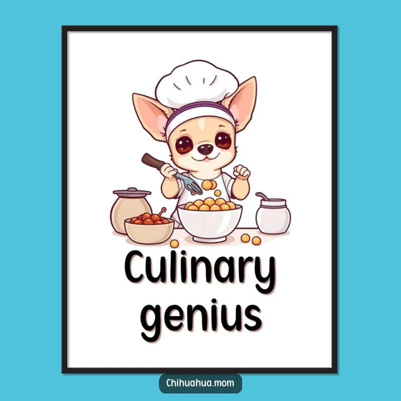 Funny Chihuahua Chef Poster: Culinary Canine Art, Hilarious Decor
